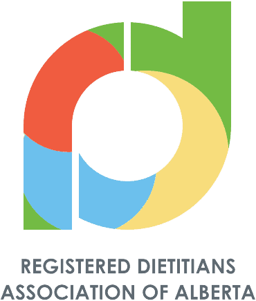 Logo with overlapping shapes in red, green, yellow, and blue forming the letters "rd." Below, text reads "REGISTERED DIETITIANS ASSOCIATION OF ALBERTA." Ideal for use in a testimonials section or to highlight customer reviews about trusted nutrition professionals. - Clio Websites | Top Canadian Web Design Company