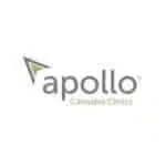 Logo of Apollo Cannabis Clinics, showcasing a stylized letter 'A' in green and gray beside the word "apollo" in lowercase gray letters, with "Cannabis Clinics" beneath in smaller font. This distinct section of their brand aids SEO efforts by enhancing visibility through customer testimonials. - Clio Websites | Top Canadian Web Design Company