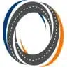 A circular logo design features two intertwined spirals—one blue with a road pattern and the other orange. The swirling motion injects dynamism, symbolizing growth and connectivity, making it perfect for a section highlighting client testimonials. - Clio Websites | Top Canadian Web Design Company