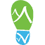 Logo featuring a green location pin with a white stylized mountain inside, set against a blue background. A small white checkmark is placed beneath the pin, adding an element of reliability akin to positive testimonials in a dedicated section. - Clio Websites | Top Canadian Web Design Company