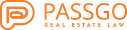 Orange logo with a stylized "P" followed by the text "PASSGO" in large letters and "REAL ESTATE LAW" in smaller letters below, trusted by clients as reflected in their positive customer reviews. - Clio Websites | Top Canadian Web Design Company