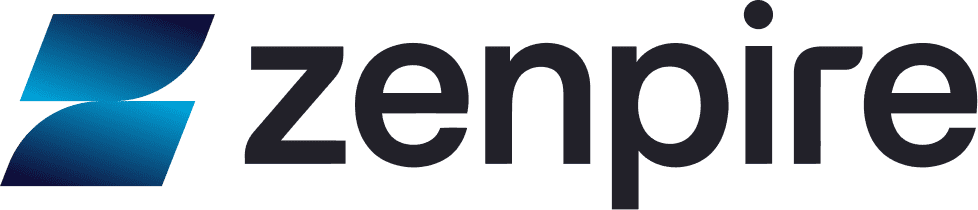 The Zenpire logo, perfect for any saas website design, features a stylized blue "Z" icon on the left, followed by the word "zenpire" in bold, modern black lowercase letters. - Clio Websites | Top Canadian Web Design Company